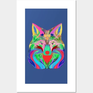 COLOURFUL FOX HEAD LIGHT COLORED Posters and Art